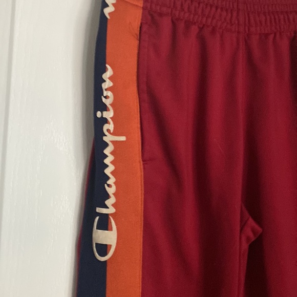 Champion Red Jogger pants track orange blue logo stripe - Picture 3 of 8